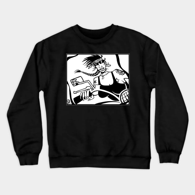 Biker Chick Crewneck Sweatshirt by SteamyR